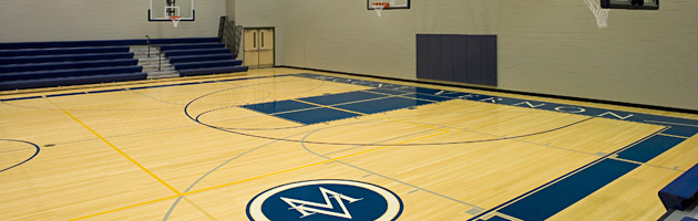 Wide shot of Mount Vernon Presbyterian School's bamboo multisport flooring.